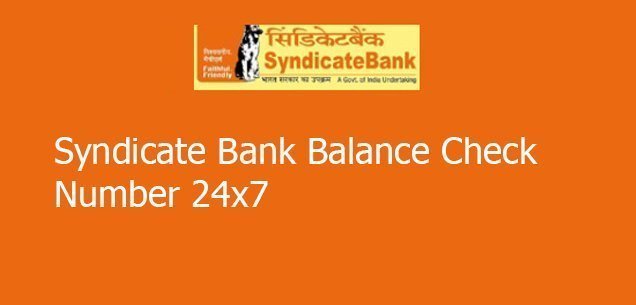 Syndicate bank balance check number