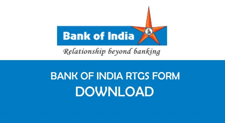 Bank of India RTGS Form
