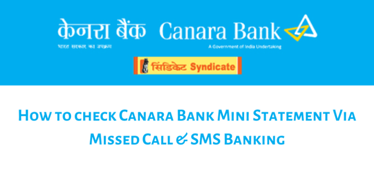 canara bank mini statement